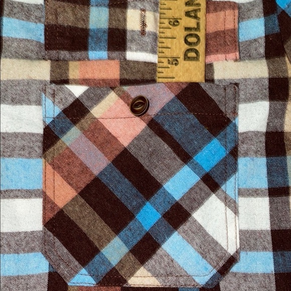 ASVIVID Plaid Tunic button up roll tab long sleeves leopard print accents size L - Picture 11 of 11